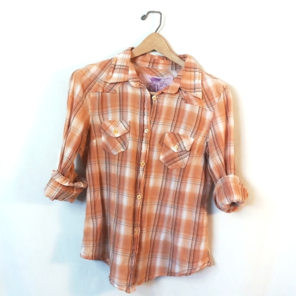 Western snap shirt JAK Orange plaid